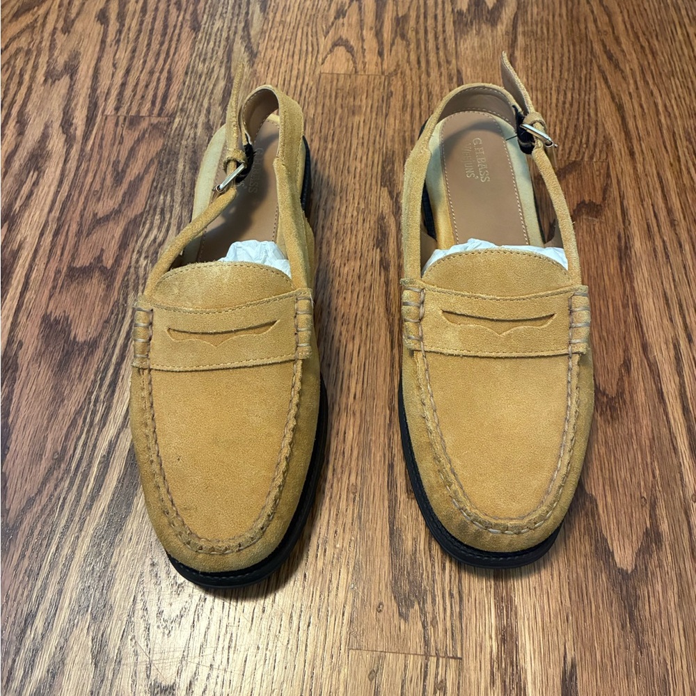 G.H. Bass Whitney Slingback Suede Tan Loafers